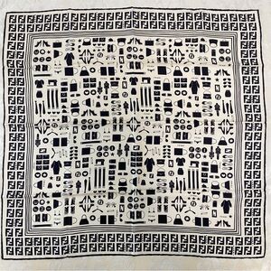 Fendi black white logo print Silk
